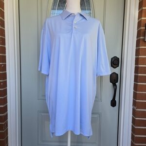 Peter Millar Hales Performance Jersey Polo Golf Blue White Stripe Summer Comfort